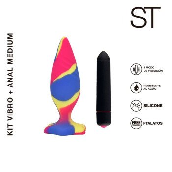 Plug anal Medium Multicolor + Balita vibradora Medium
